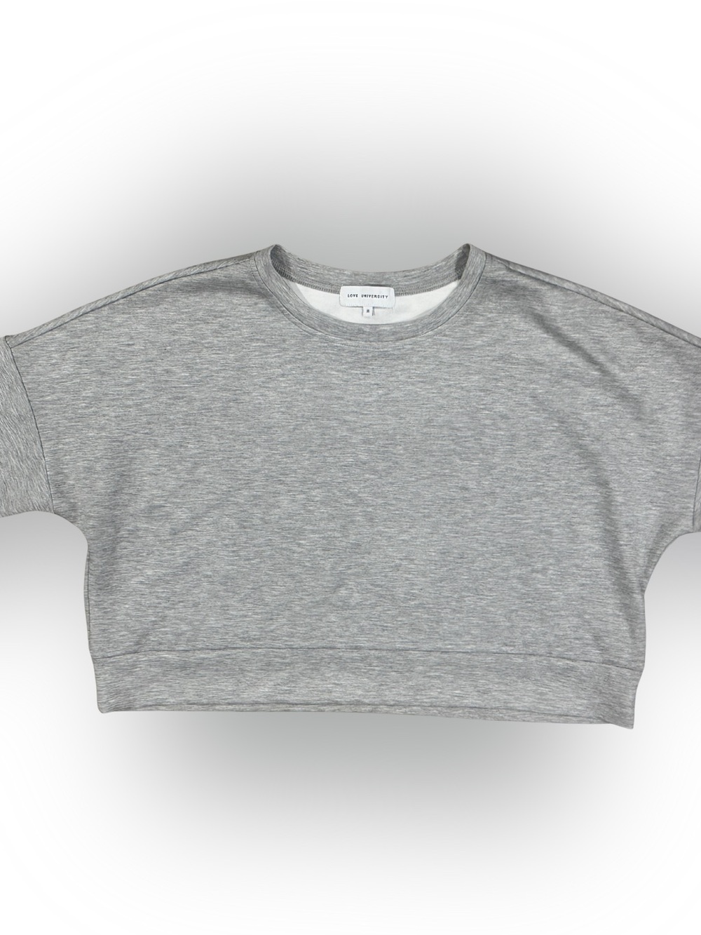 Love University’s Gray Women's Crewneck Cropped Sweatshirt